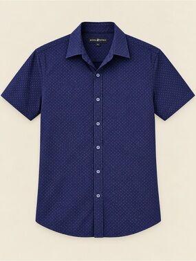 Beverly Hills Polo Club Navy Short-Sleeve Dot Button-Down Shirt